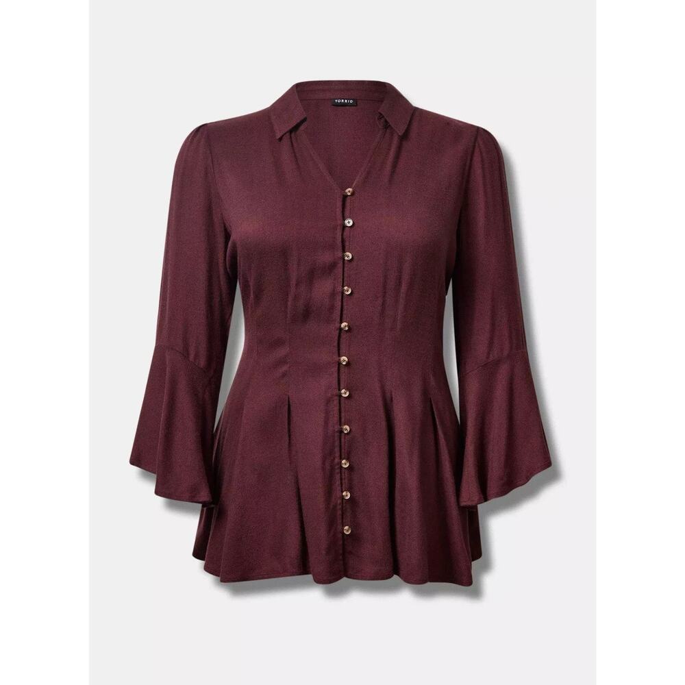 Torrid Fit & Flare Brushed Rayon Acrylic Flannel Top - Sassafras - Size 2 NWT